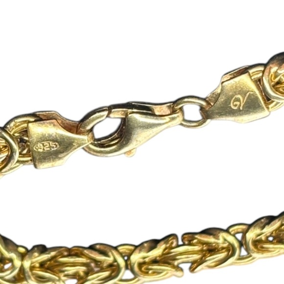 Vintage Veronese Gold Plated 925 Italy Sterling Silver Byzantine Bracelet 7.25” - Picture 3 of 8